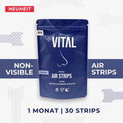 AirStrip Breathe – deutsche Original-Produktgrafik mit 30 transparenten Nasenpflastern