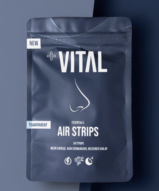 Dunkelblaue +VITAL Air Strips Packung mit 30 Nasenpflastern