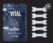 +VITAL Air Strips Packung und Nasenpflaster auf Trägerfolie